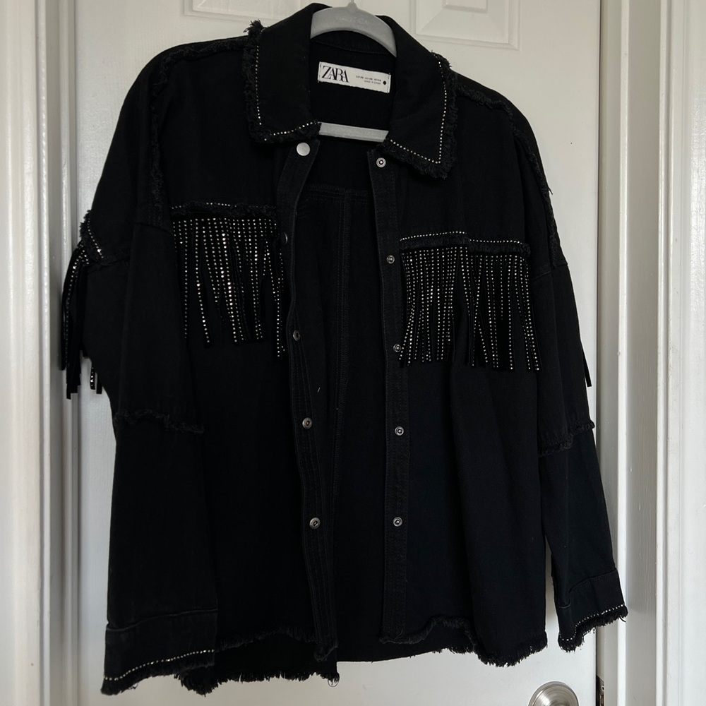 ZARA rhinestone fringe jacket